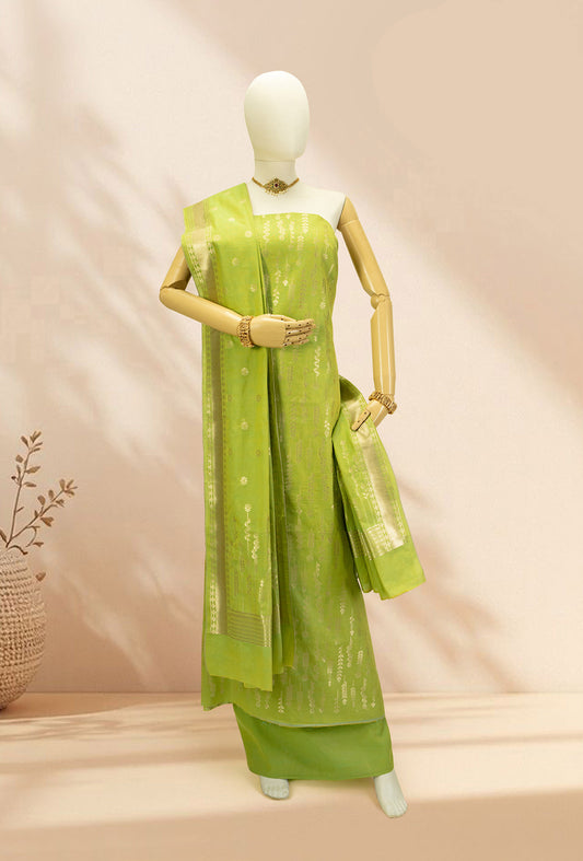 Two-Tone Green Brocade & Chanderi Silk Suit Set