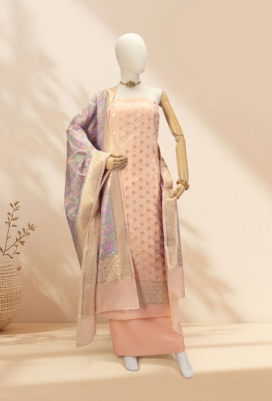 Peach Chanderi Silk Kurta Dupatta And Pants Set