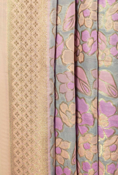 Peach Chanderi Silk Kurta Dupatta And Pants Set