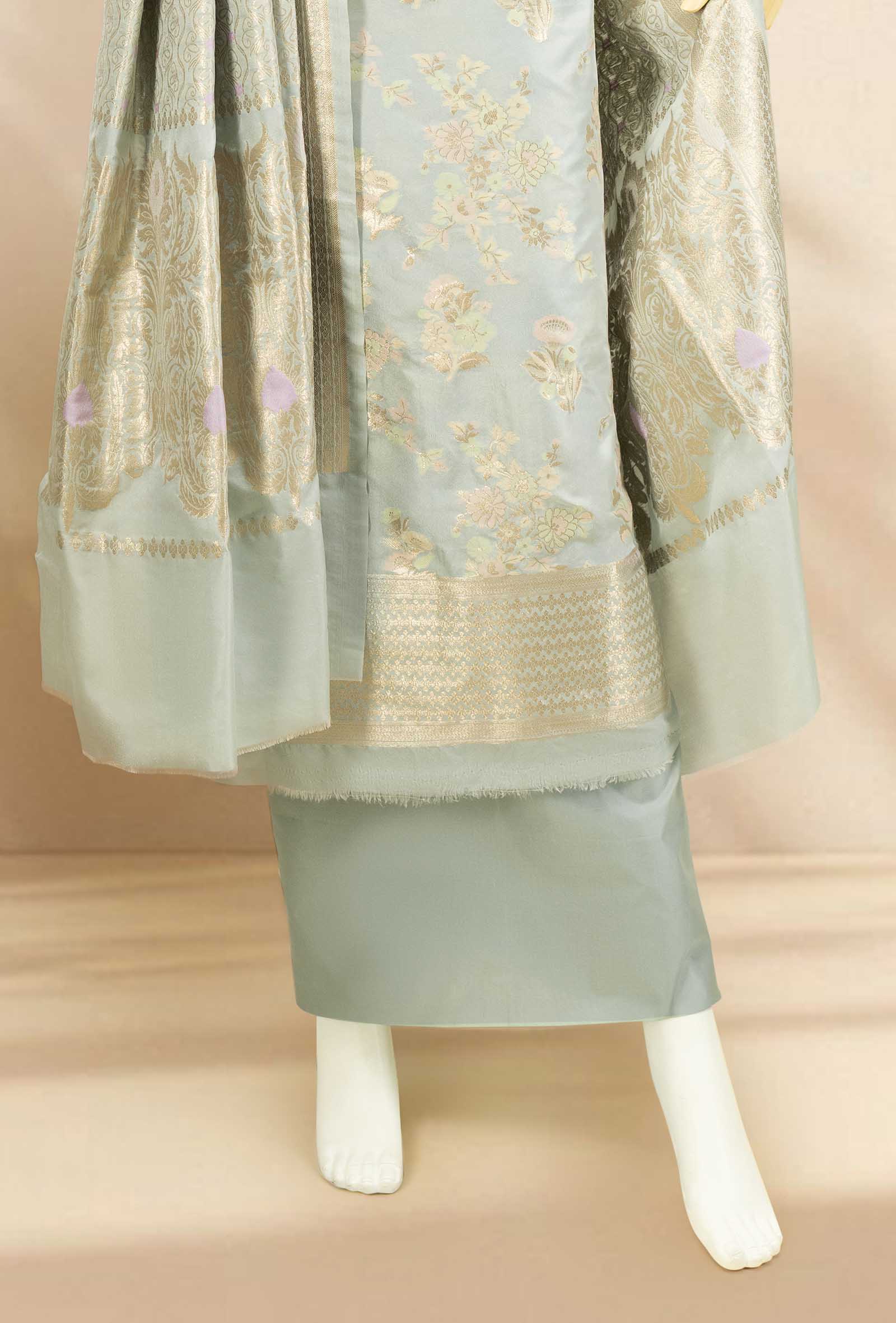 Antique Gold Chanderi Silk Kurta, Dupatta & Pants Set