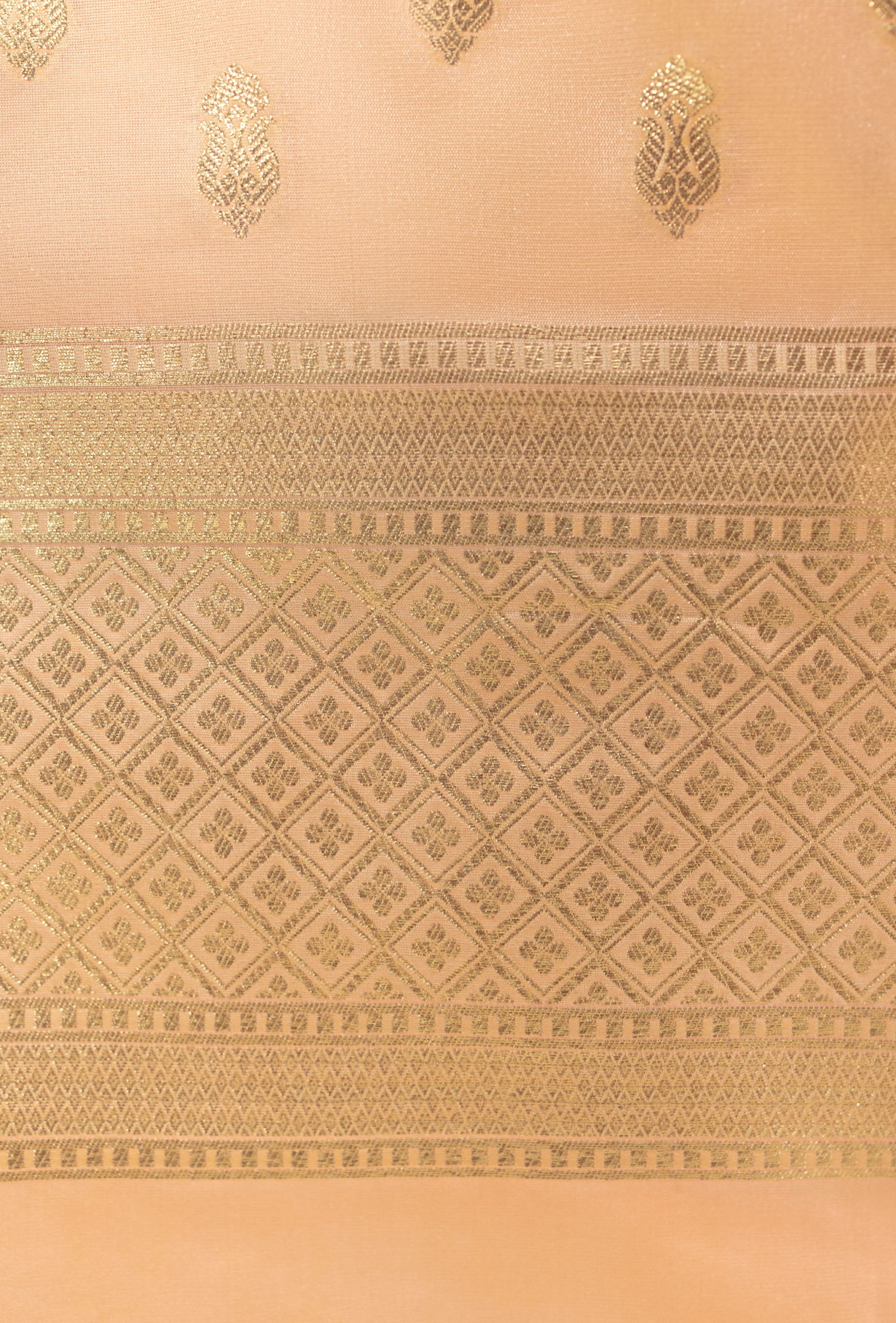 Peach Chanderi Silk Kurta, Dupatta & Pants Set