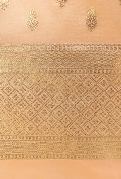 Peach Chanderi Silk Kurta, Dupatta & Pants Set