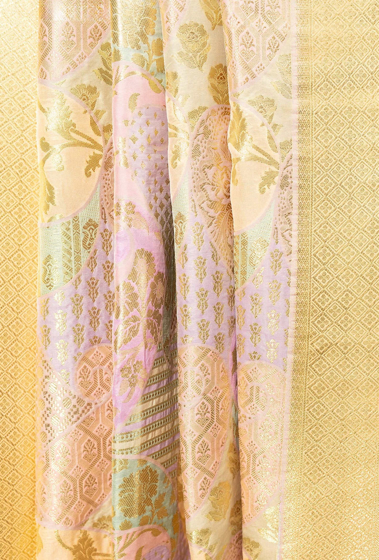 Peach Chanderi Silk Kurta, Dupatta & Pants Set