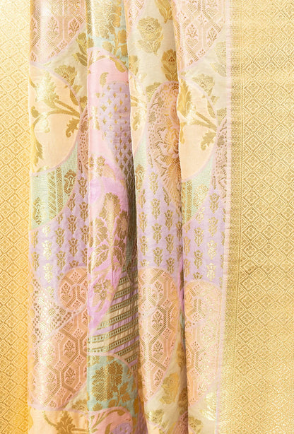 Peach Chanderi Silk Kurta, Dupatta & Pants Set