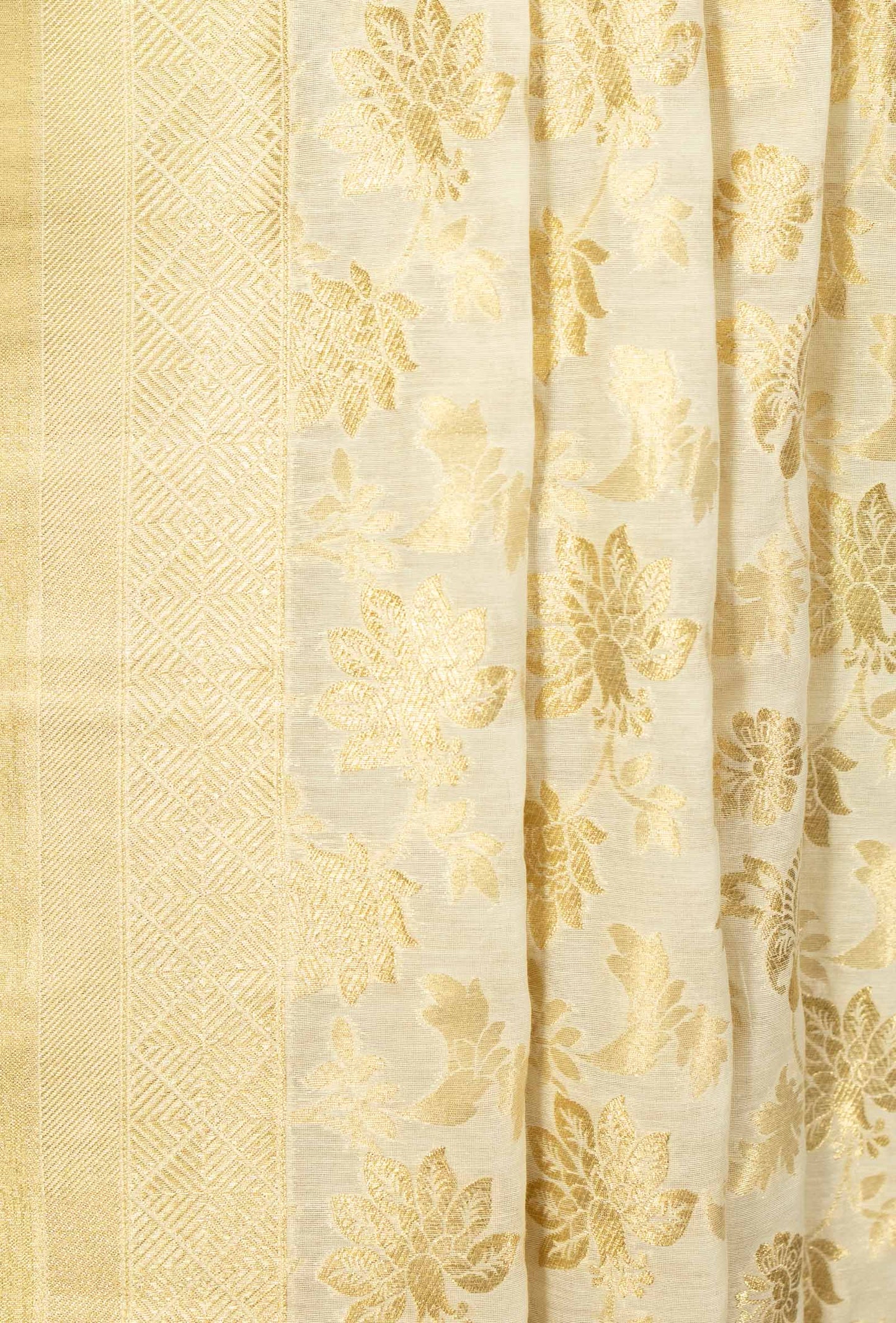 Cream Chanderi Kurta, Dupatta & Pants Set