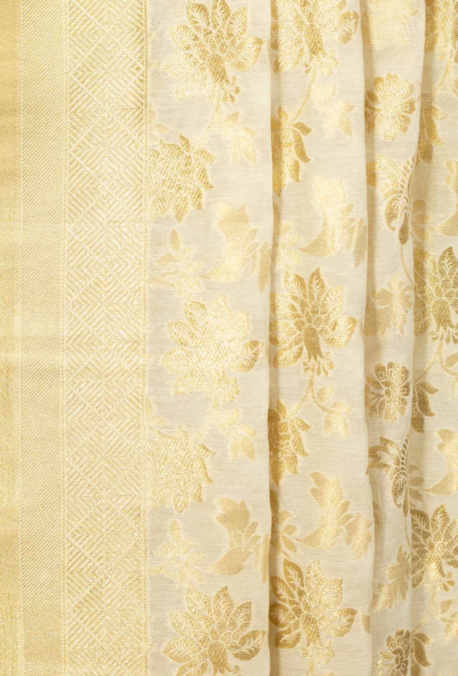 Cream Chanderi Kurta, Dupatta & Pants Set