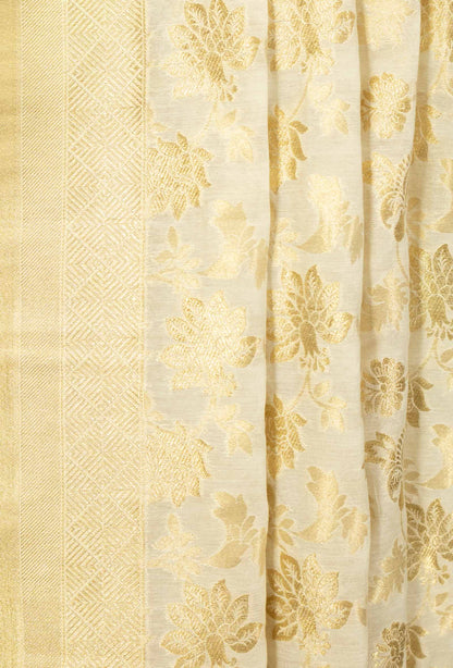 Cream Chanderi Kurta, Dupatta & Pants Set