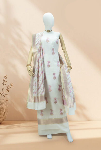 Ivory Chanderi Kurta, Dupatta & Pants Set