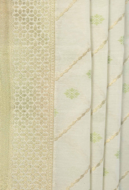 Ivory Chanderi Kurta Set With Dupatta And Pants