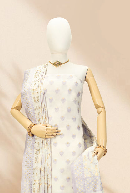 Ivory With Lilac Chanderi Kurta, Dupatta & Pants Set