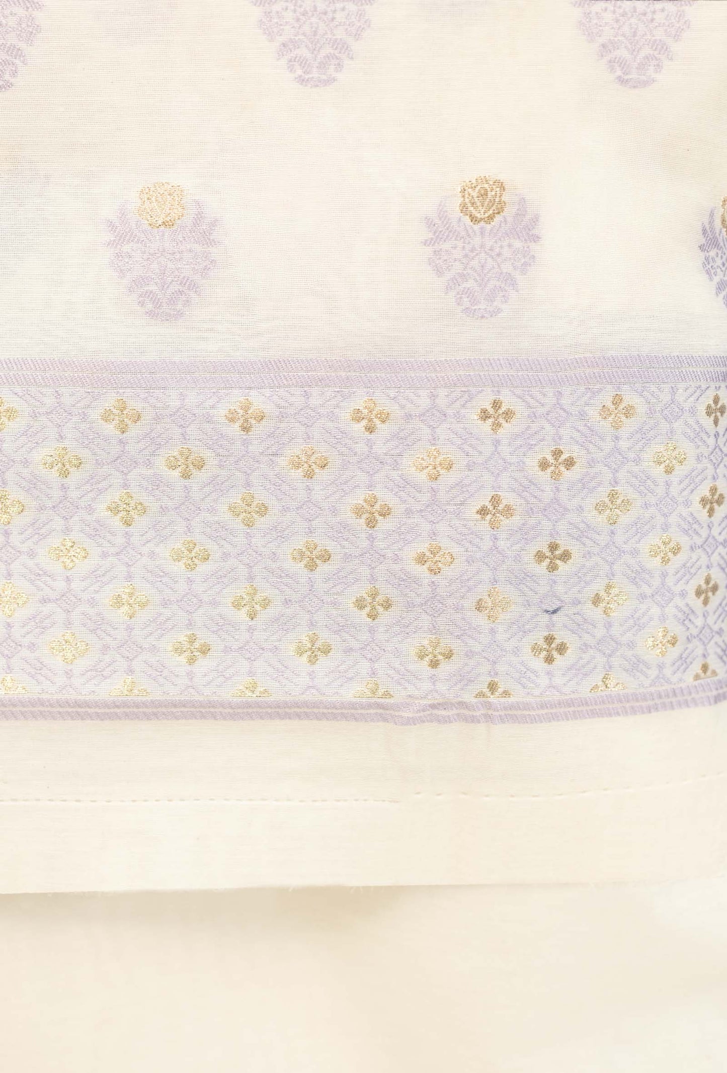 Ivory With Lilac Chanderi Kurta, Dupatta & Pants Set