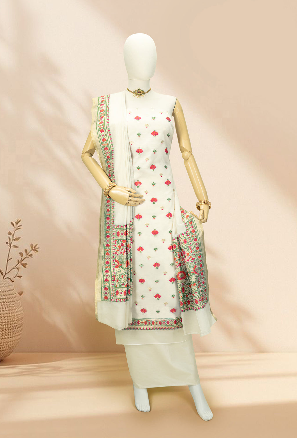 Serene Ivory Chanderi Ensemble Set