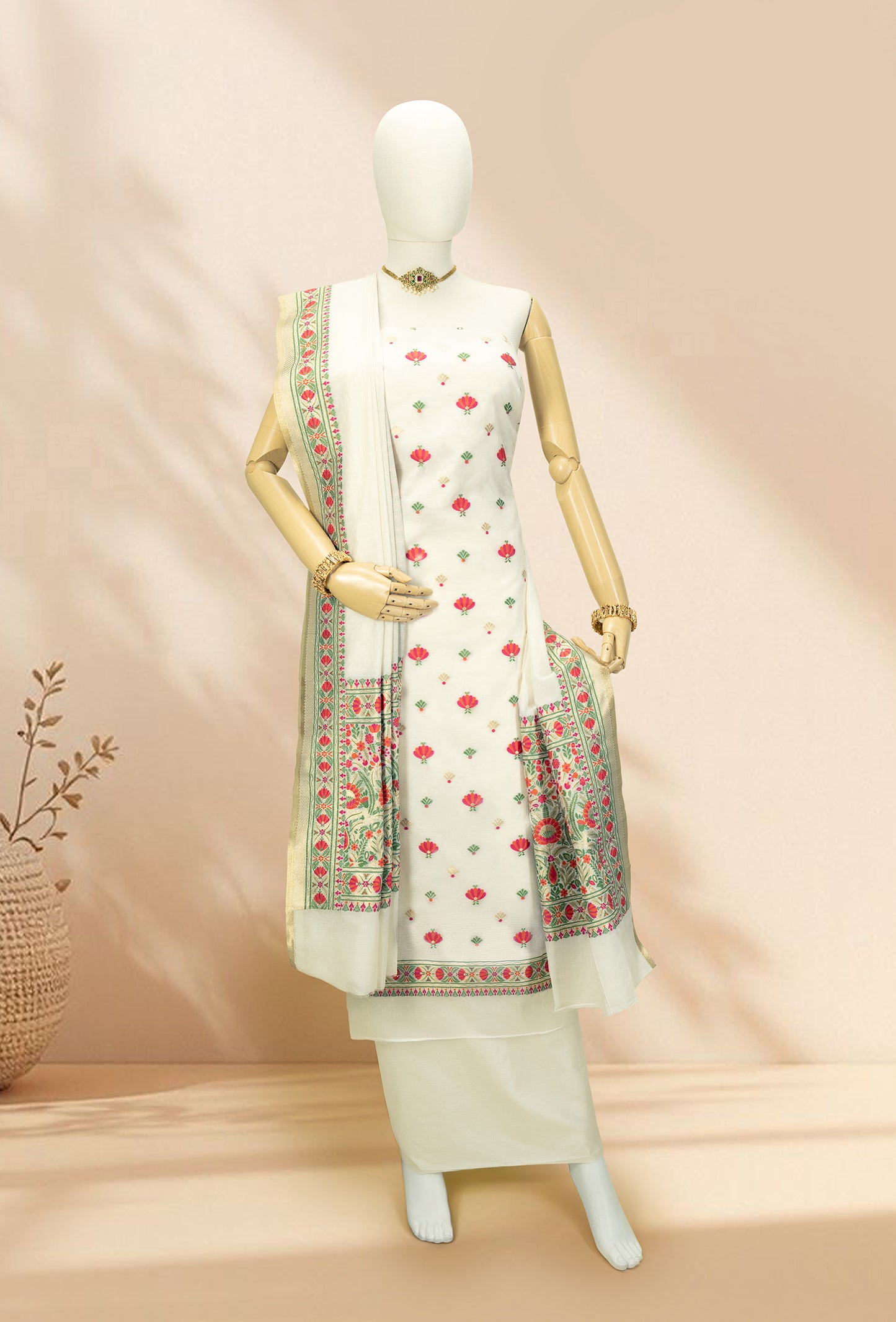 Serene Ivory Chanderi Ensemble Set