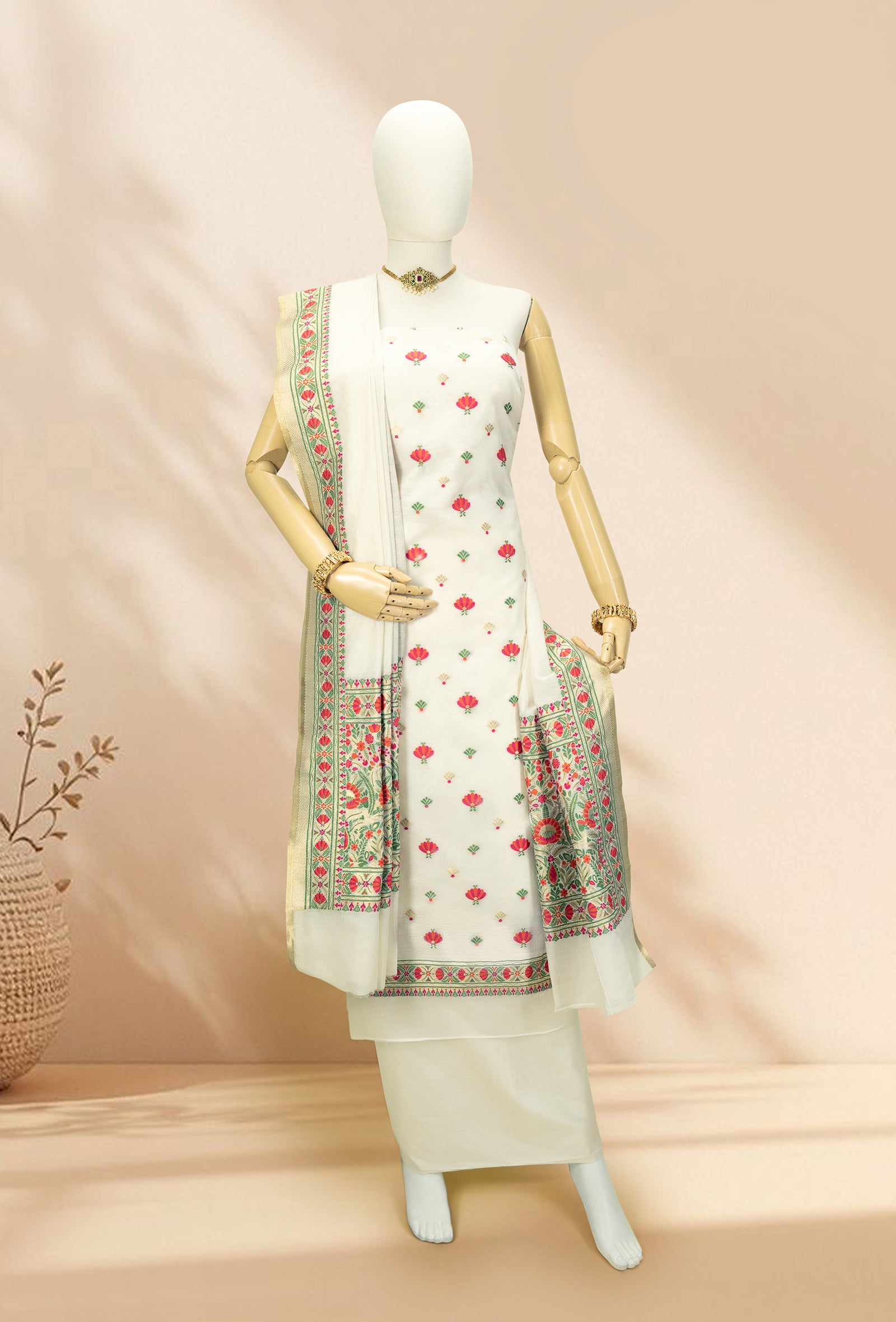 Serene Ivory Chanderi Ensemble Set