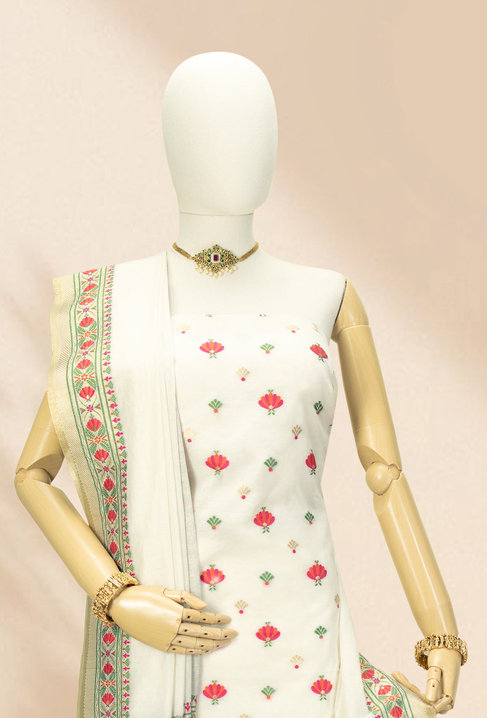 Serene Ivory Chanderi Ensemble Set