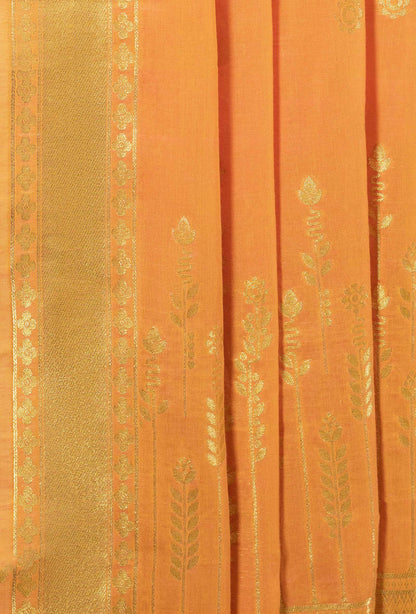 Orange Brocade Kurta Set With Chanderi Silk Dupatta & Pants