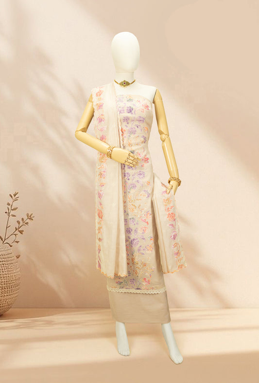 Cream Elegance Chanderi & Cotton Silk Suit Set