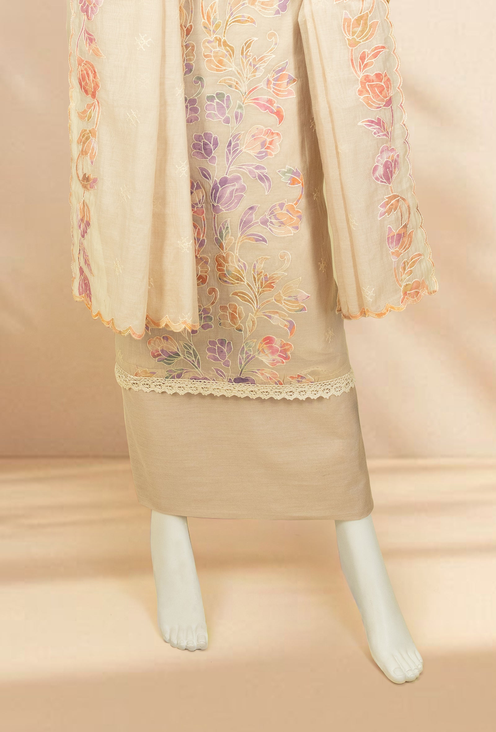 Cream Elegance Chanderi & Cotton Silk Suit Set