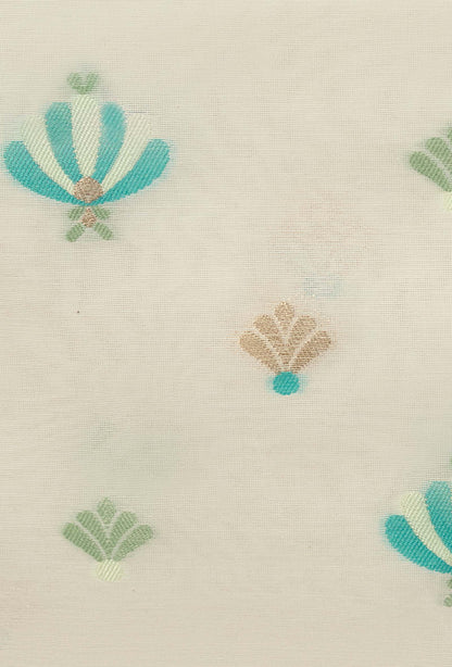 Ivory & Green Chanderi Kurta, Dupatta & Pants Set