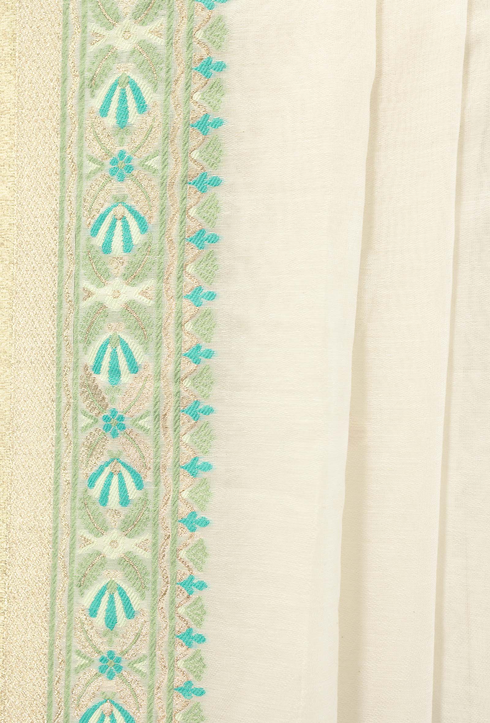 Ivory & Green Chanderi Kurta, Dupatta & Pants Set
