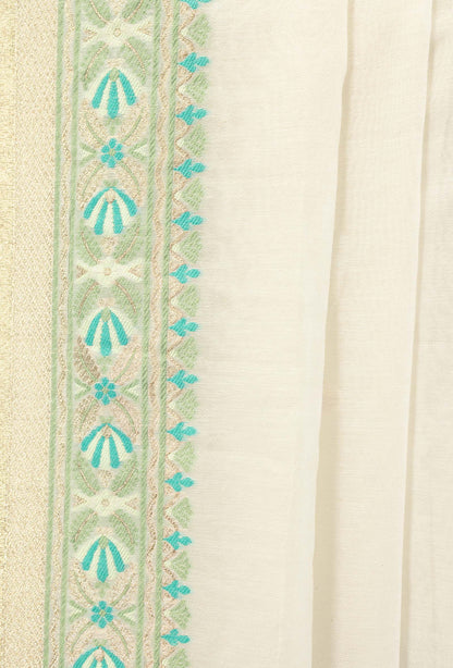 Ivory & Green Chanderi Kurta, Dupatta & Pants Set
