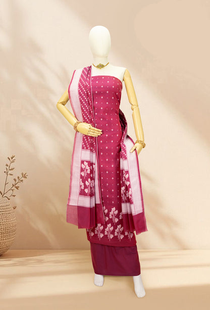 Pink & Blue Chanderi Kurta Set With Dupatta & Pants