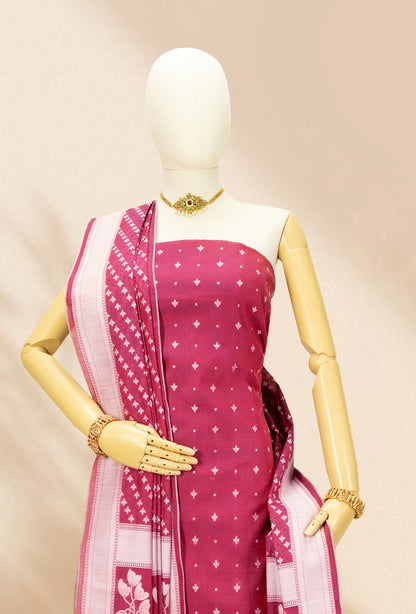 Pink & Blue Chanderi Kurta Set With Dupatta & Pants