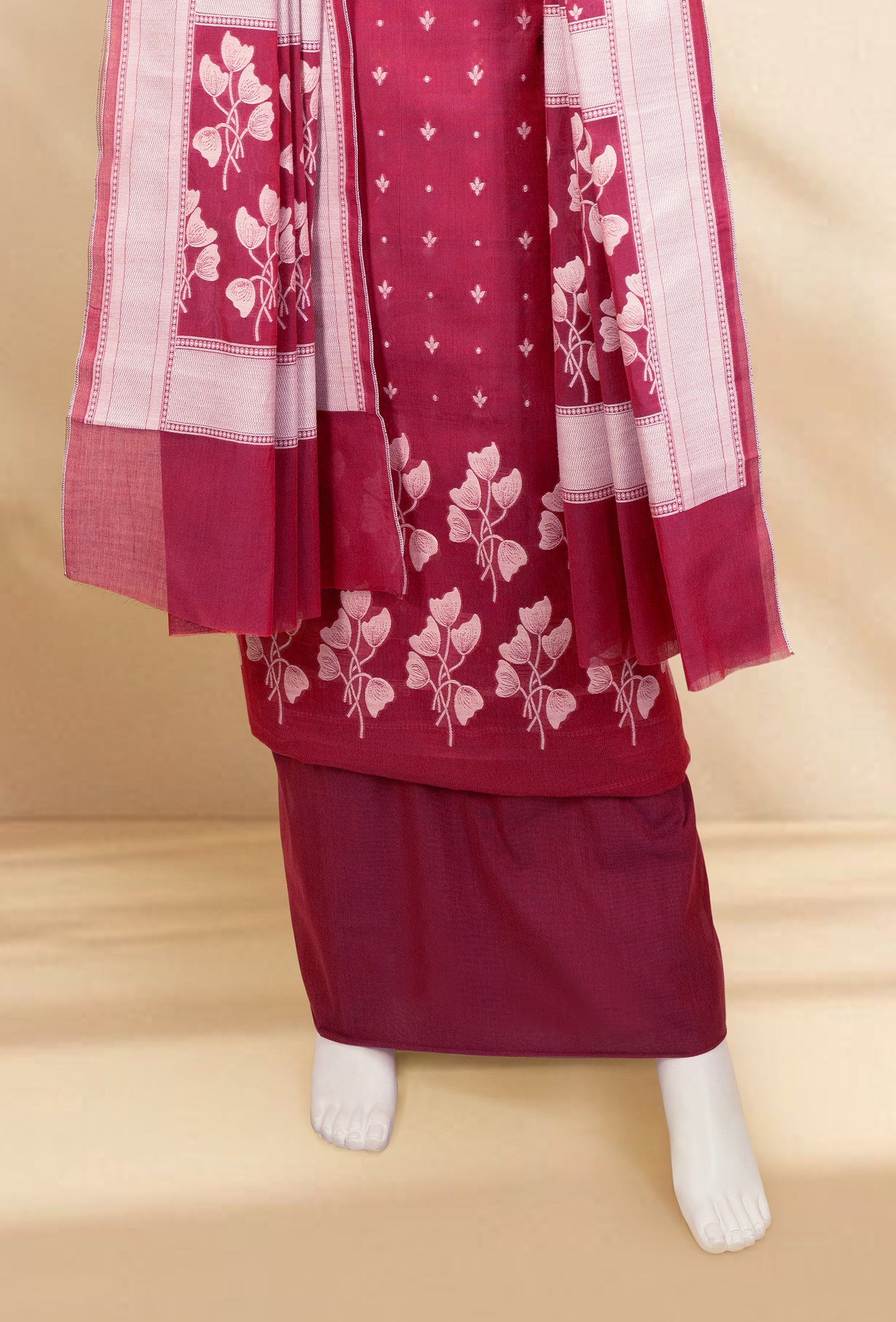 Pink & Blue Chanderi Kurta Set With Dupatta & Pants