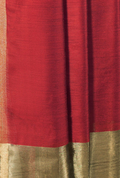 Red & Antique Gold Silk Kurta Set With Dupatta & Pants