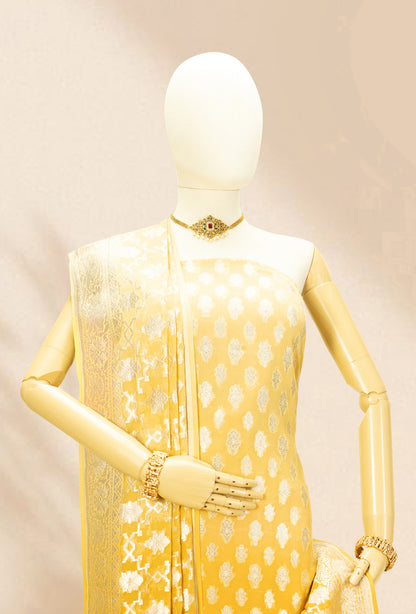 Georgette Kurta Suit Set in Pale Yellow