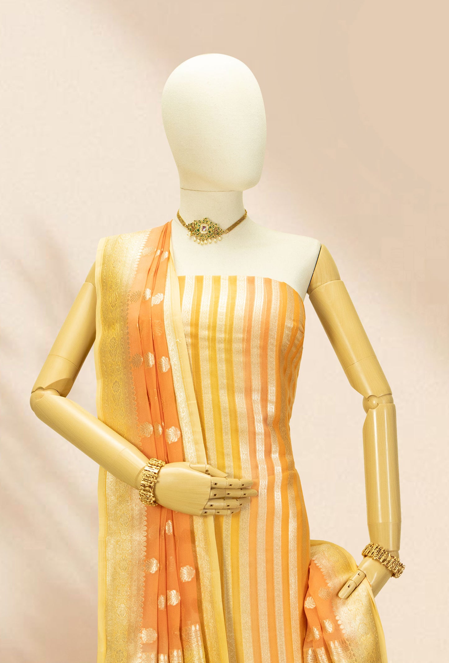 Mesmerising Georgette Kurta Dupatta Set in Yellow & Orange