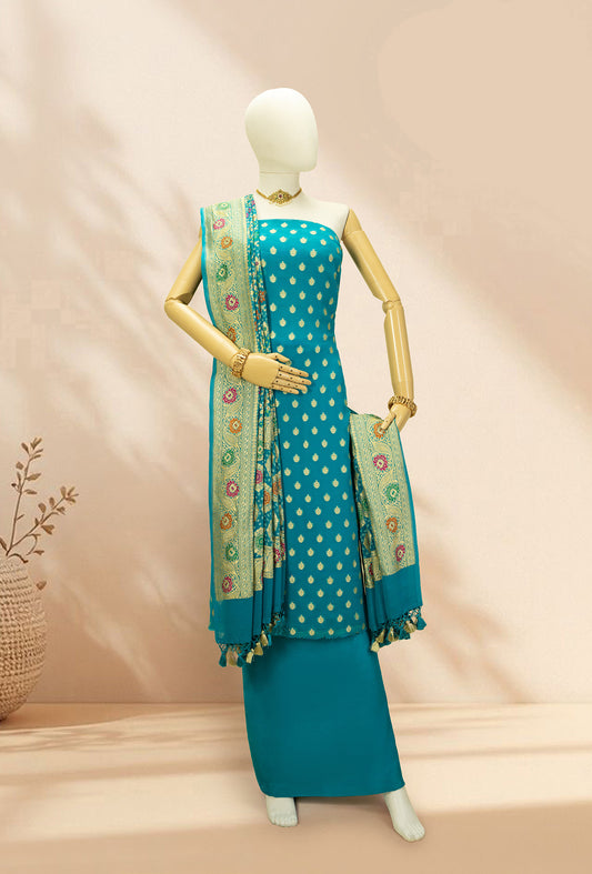 Peacock Green Georgette Kurta Duppatta Set