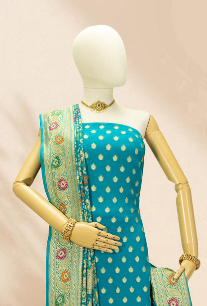 Peacock Green Georgette Kurta Duppatta Set