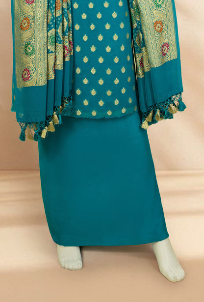 Peacock Green Georgette Kurta Duppatta Set