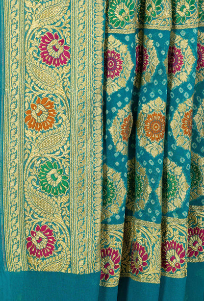 Peacock Green Georgette Kurta Duppatta Set