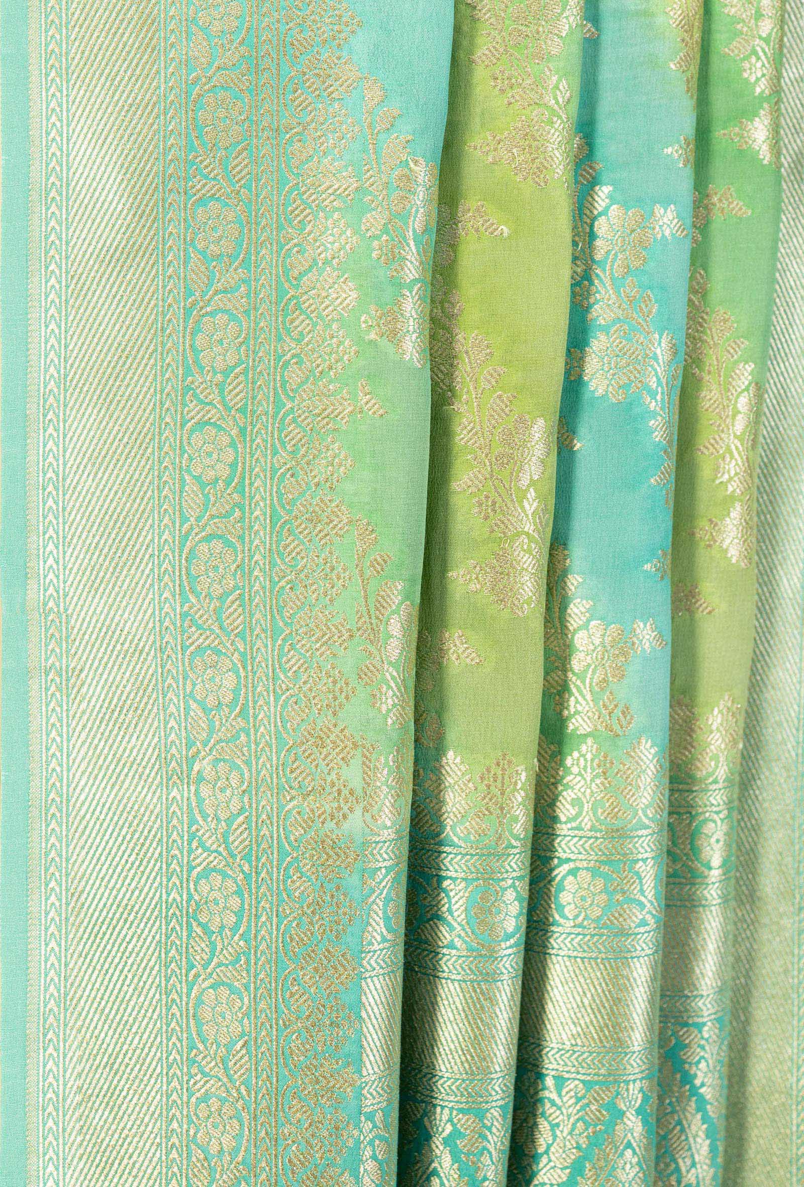 Geographic Kurta Dupatta Set in Sea Blue