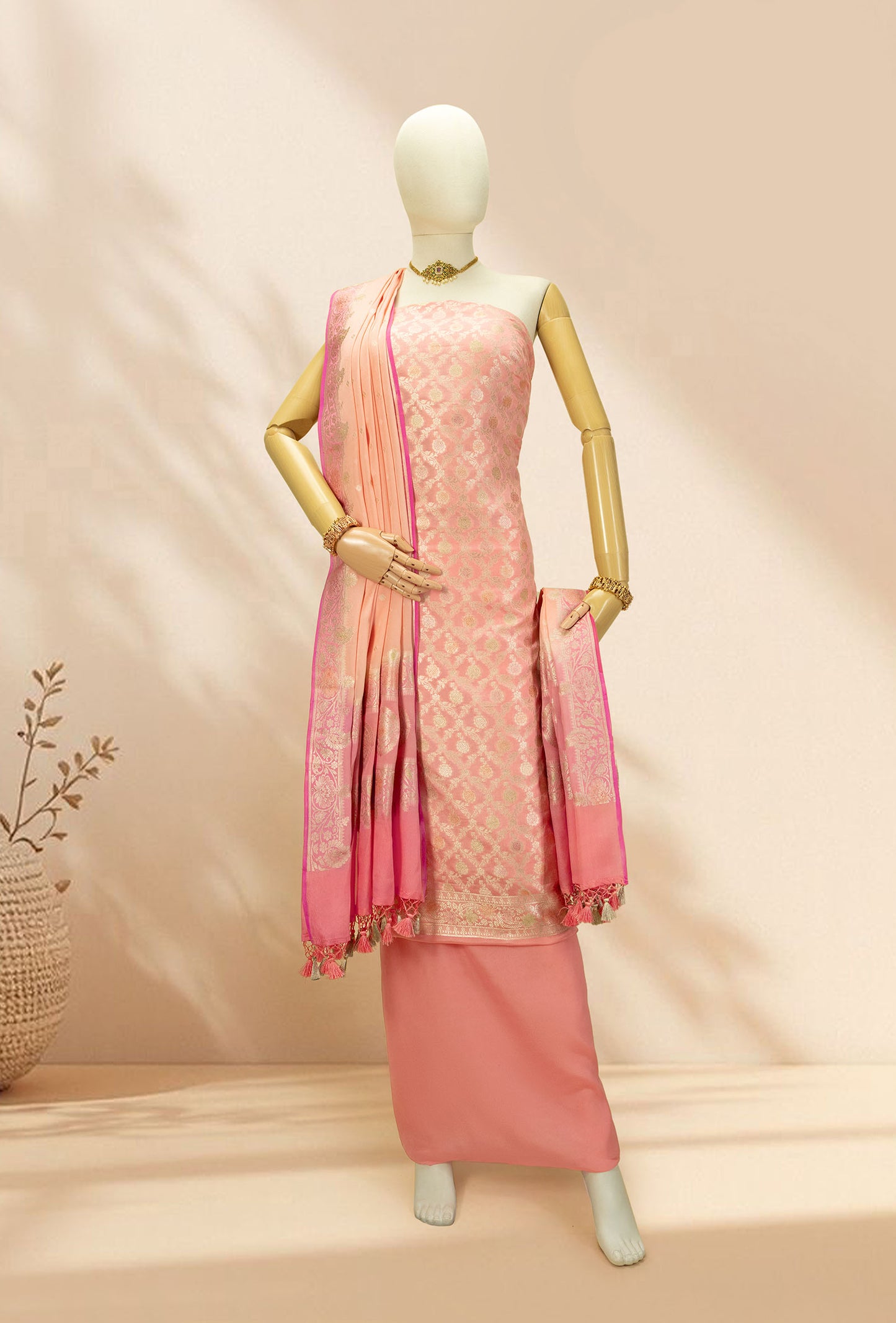 Pink Georgette Kurta Dupatta Set