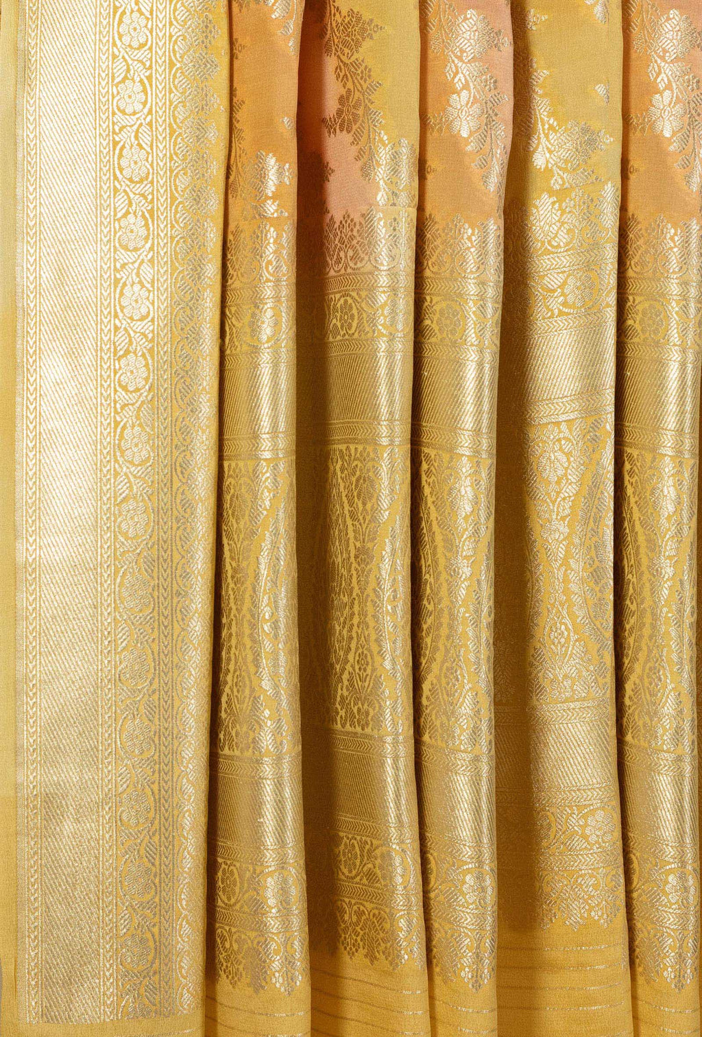 Georgette Kurta Duppatta Set In Yellow & Peach