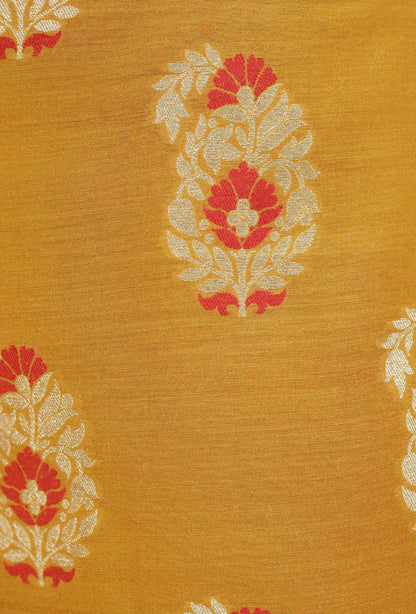 Raw Silk Kurta Set In Mustard Yellow