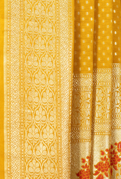 Raw Silk Kurta Set In Mustard Yellow