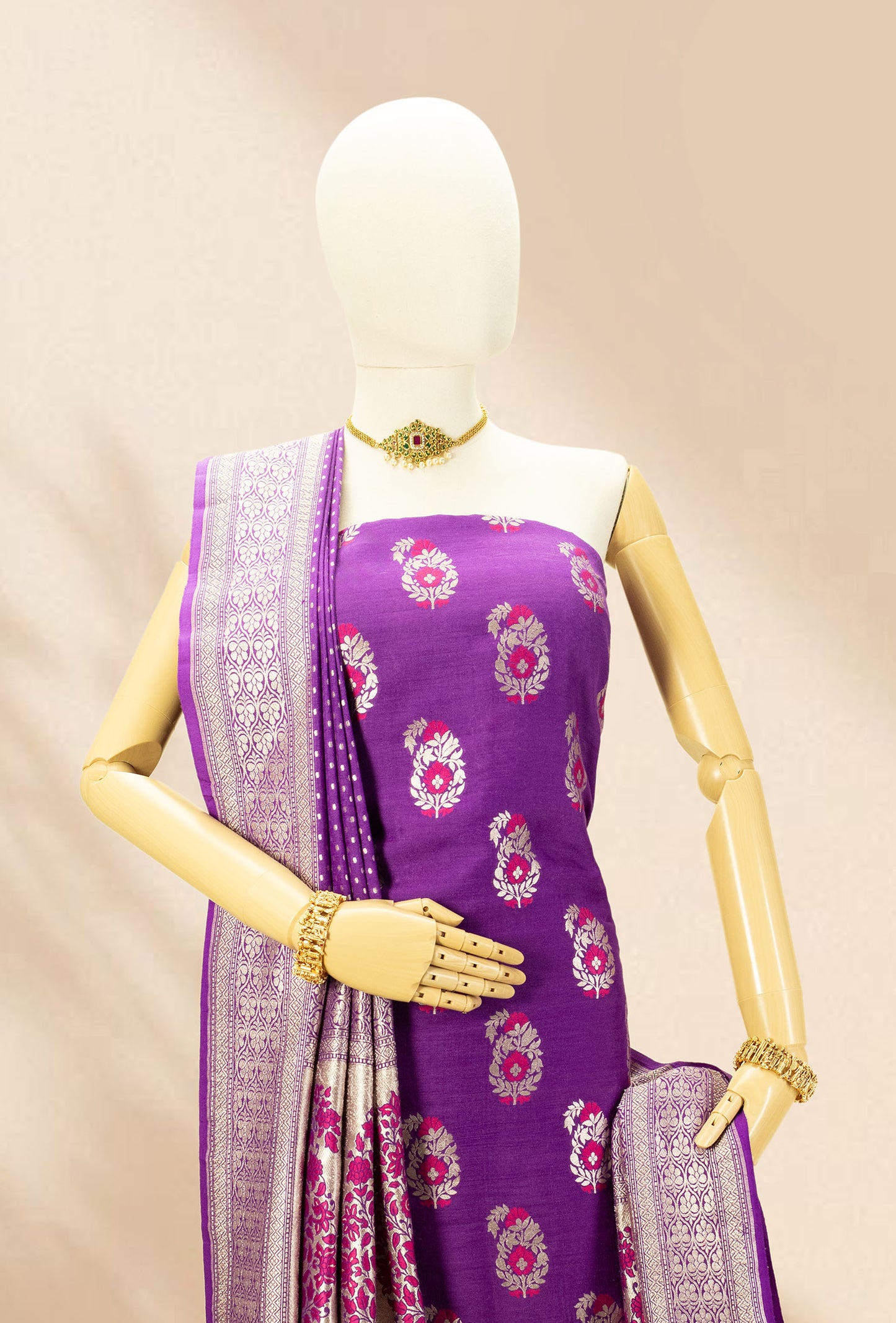 Purple Raw Silk Kurta Set
