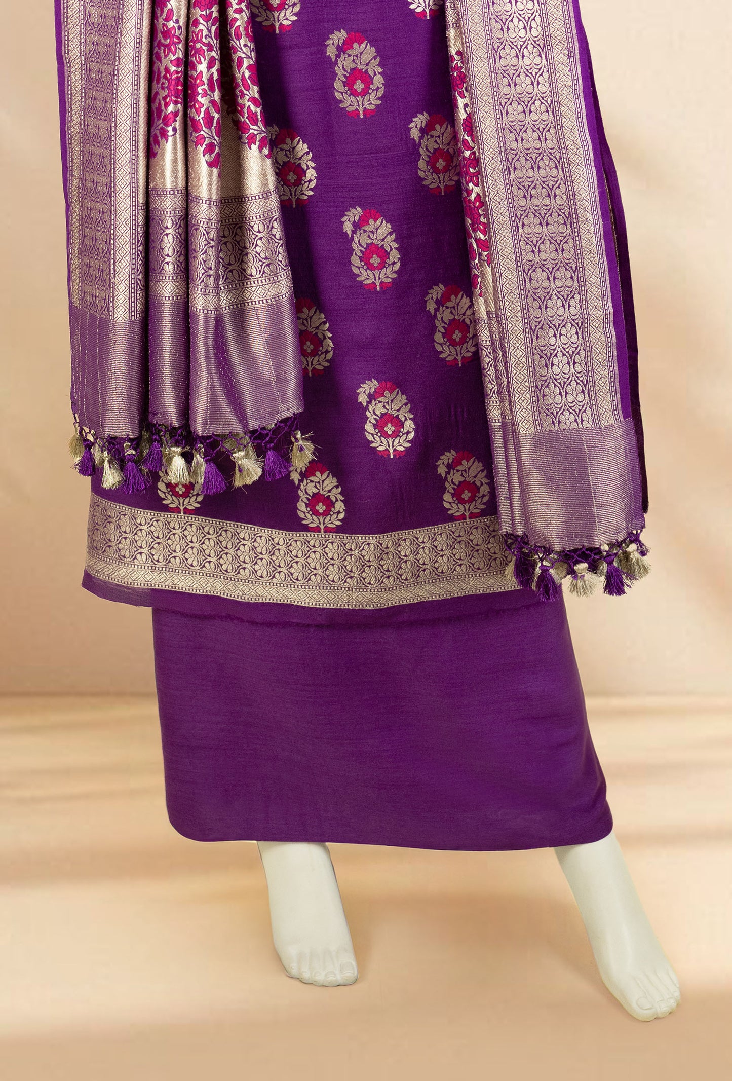 Purple Raw Silk Kurta Set