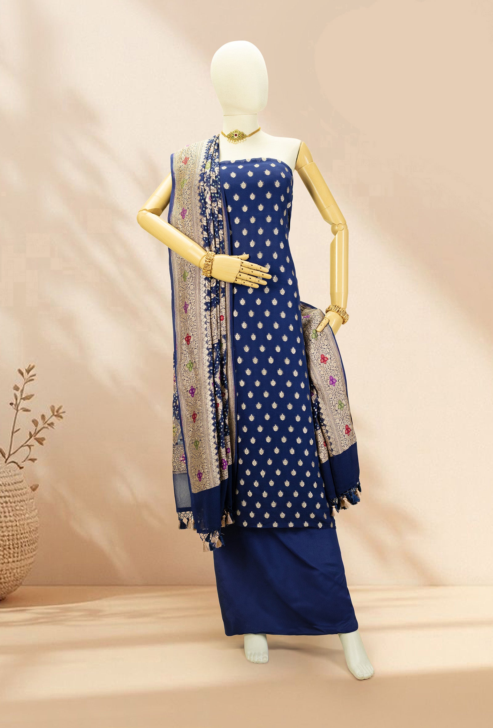Georgette Navy Suit Set