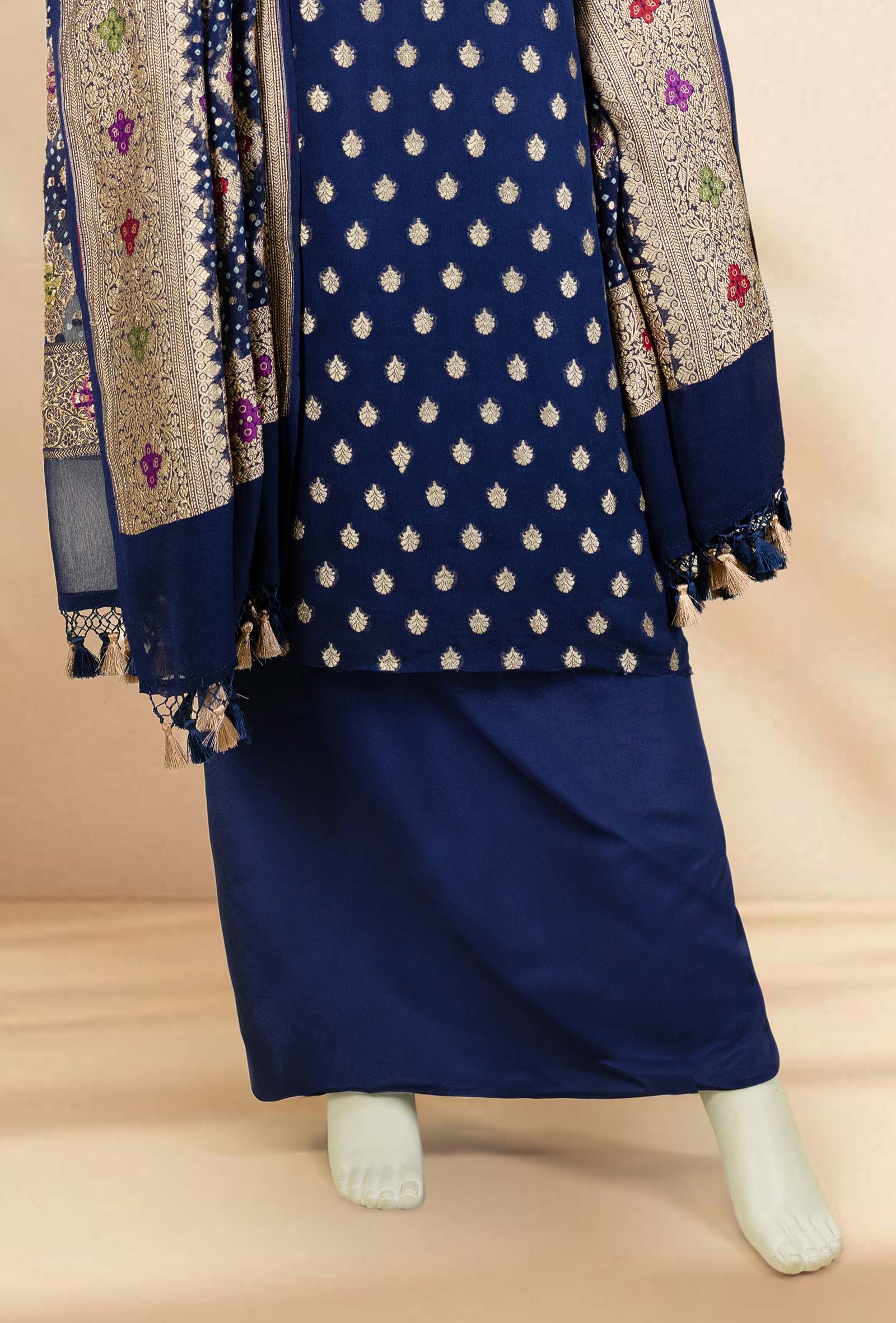 Georgette Navy Suit Set