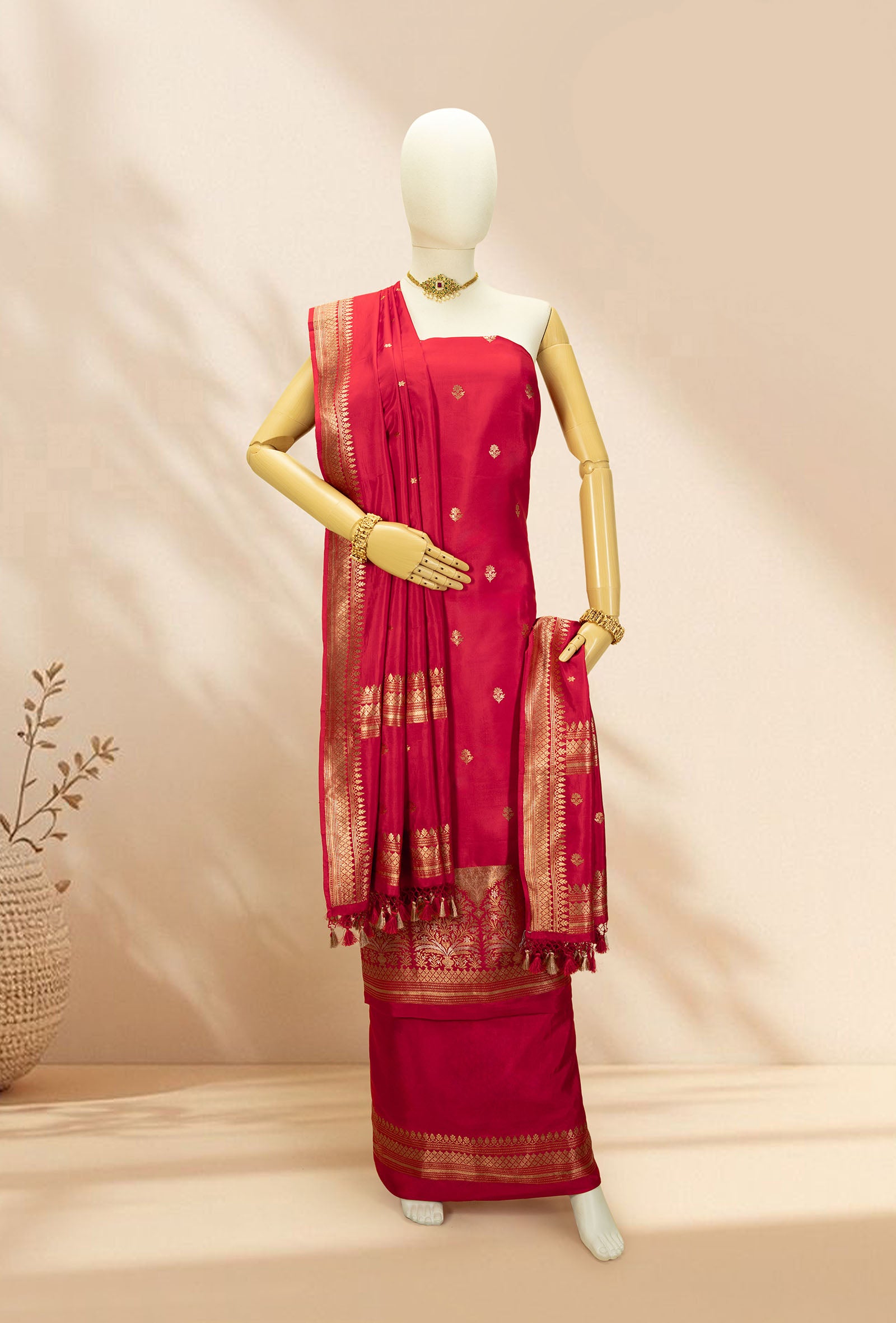 Red Silk Suit Set