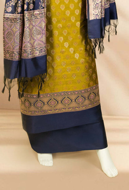 Mehendi Green Pure Banarasi Silk 3-Piece Designer Suit for Women