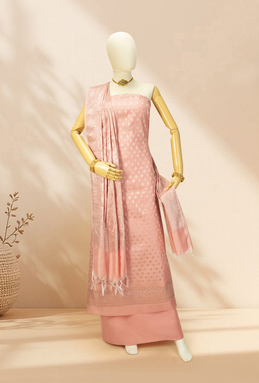 Peach Banarasi Chanderi 3-Piece Designer Suit for Women