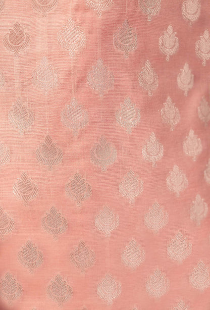 Peach Banarasi Chanderi 3-Piece Designer Suit for Women