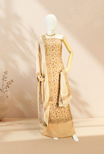 Yellow Chanderi Printed Kurta with Cotton Pant & Chiffon Dupatta