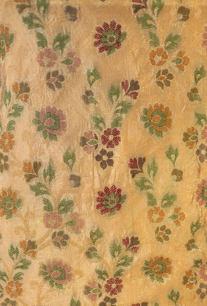 Yellow Chanderi Printed Kurta with Cotton Pant & Chiffon Dupatta